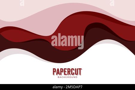 Sfondo astratto Papercut. Sfondo a onde rosse Illustrazione Vettoriale