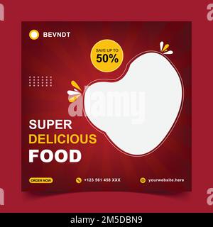 Super Delicious food Social media modello post. post design dei social media di .food. Modello vettoriale del menu del ristorante. Illustrazione Vettoriale
