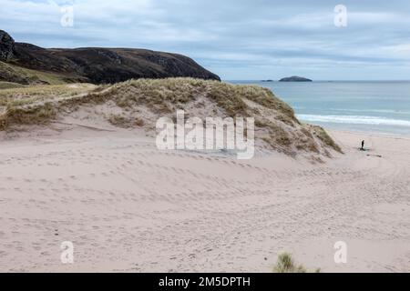 Sabbia,sabbia,dune,dune,dune,AT,Sandwood Bay Beach,Sandwood,Sandwood Beach,rurale,remota,campagna,Scozia,Scottish,NC500,North Coast 500,Europa,europea, Foto Stock