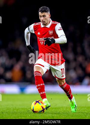 Gabriel Martinelli dell'Arsenal in azione durante la partita della Premier League presso l'Emirates Stadium, Londra. Data immagine: Lunedì 26 dicembre 2022. Foto Stock