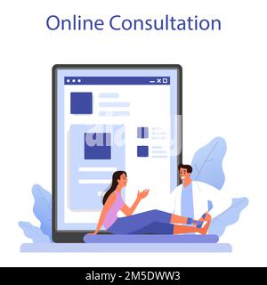 Banner o landing page del medico ortopedico. Idea del trattamento delle articolazioni e delle ossa. Artroplastica e protesi. Consultazione online. Lust piatto vettoriale Illustrazione Vettoriale