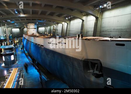 Una U-boat nazista catturata è in mostra al Museo della Scienza e dell'industria di Chicago Foto Stock