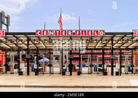 L'ingresso del Center Field al Busch Stadium è sede della Major League Baseball's St Louis Cardinali. Foto Stock