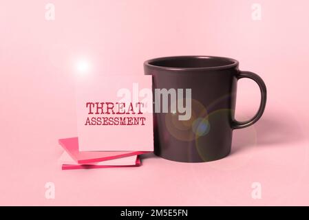 Didascalia concettuale Valutazione delle minacce. Vetrina aziendale che determina la gravità di una potenziale minaccia Foto Stock