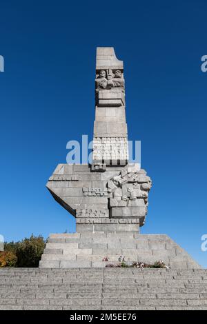 Il Monumento Westerplatte a Danzica, Polonia, Monumento ai difensori della costa nel 1939, il monumento commemorativo commemorativo commemorativo della guerra commemora i difensori polacchi del Militar Foto Stock