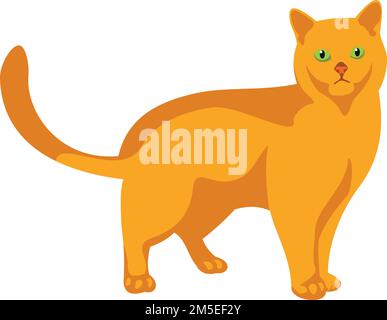 Zenzero gatto. Animale domestico giallo in piedi. Animale carino Illustrazione Vettoriale