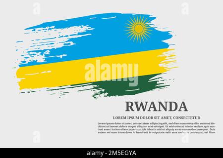 Ruanda bandiera grunge pennello e poster di testo, vettore Illustrazione Vettoriale