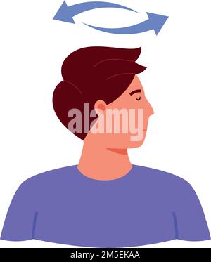 Esercizio di rotazione della testa. Rilassante allenamento stretch sul collo isolato su sfondo bianco Illustrazione Vettoriale