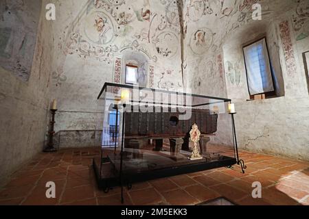 Sancta Birgitta Klostermuseum, Birgittas bönekammare, Vadstena, Svezia. Foto Stock