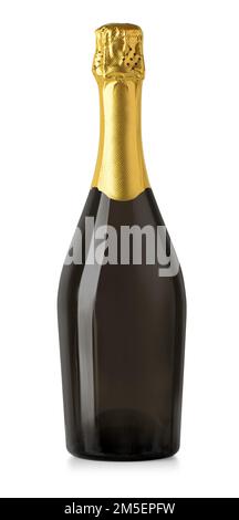 Bottiglie di vino frizzante, bottiglia di champagne isolata sul bianco Foto Stock