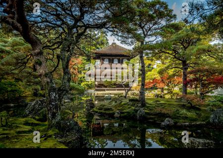 Ginkaku ji - il Padiglione d'Argento a Kyoto, Giappone Foto Stock