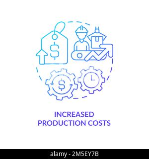 Aumento dei costi di produzione icona del concetto di gradiente blu Illustrazione Vettoriale