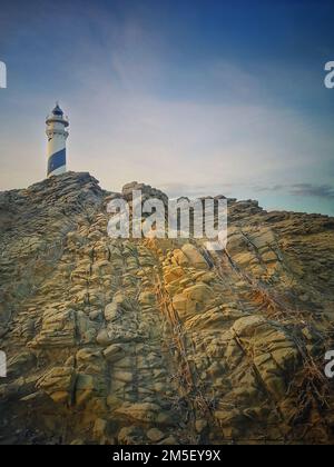 Il faro di Favaritx a Minorca, Spagna Foto Stock