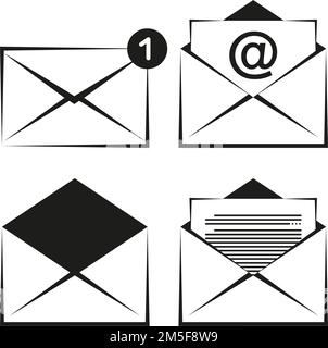 Icona Mail impostata. Icona e-mail. Icona della busta di posta. Illustrazione vettoriale. Illustrazione Vettoriale