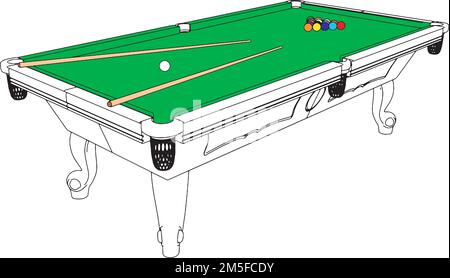 Biliardo Snooker tavolo prospettiva Vector. Illustrazione su sfondo bianco. Illustrazione vettoriale di Una tavola da biliardo. Illustrazione Vettoriale