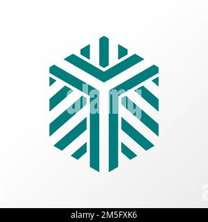 Carattere semplice ed unico lettera o parola Y in 3D linea esagonale immagine grafica icona logo design astratto concetto vettoriale stock. relativo al motivo o all'iniziale Illustrazione Vettoriale