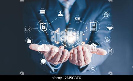 Strategia tecnologica di trasformazione digitale, IoT, Internet delle cose. trasformazione delle idee e adozione della tecnologia nel business nel digitale Foto Stock