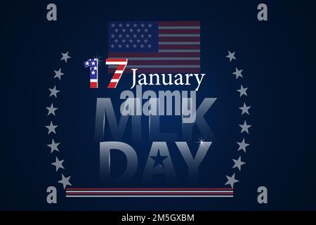 17 gennaio giornata MLK con bandiera USA. Astratto sfondo blu colore semplice illustrazione vettoriale Illustrazione Vettoriale