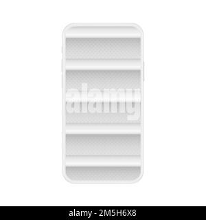 Smartphone bianco morbido con ripiani vuoti per il mockup del negozio online Illustrazione Vettoriale
