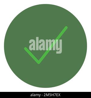 un segno di spunta verde accanto al simbolo su sfondo bianco Illustrazione Vettoriale