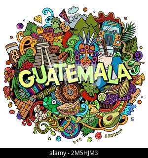 Guatemala cartoon doodle illustrazione. Design divertente Illustrazione Vettoriale