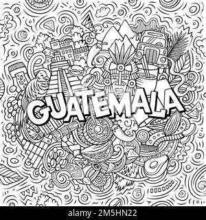 Guatemala cartoon doodle illustrazione. Design divertente Illustrazione Vettoriale