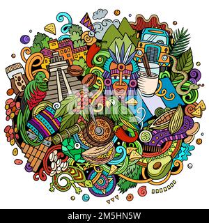 Guatemala cartone animato doodle divertente illustrazione Illustrazione Vettoriale