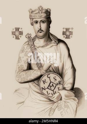 Carlo Magno, Carlo il Grande o Carolus Magnus, 747-814, re dei Franchi e imperatore dei romani Foto Stock