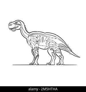 Dinosauro silhoutte, vettore di linea continua minmalista Illustrazione Vettoriale