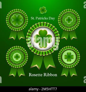 Rosette Ribbon per Happy St. Giornata dei Patricks Illustrazione Vettoriale