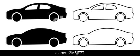 Set di icone auto. Simboli di trasporto. Illustrazione vettoriale isolata su sfondo bianco Illustrazione Vettoriale