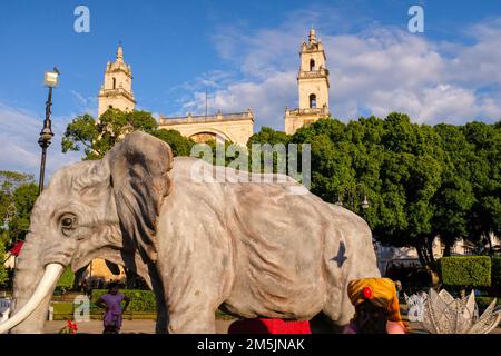 Presepe, Plaza Grande, Merida Yucatan Messico Foto Stock