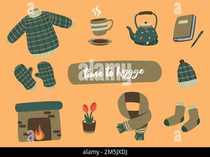 Il momento perfetto per Hygge Element Collection Set Illustrazione Vettoriale