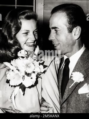 Humphrey Bogart & Lauren Bacall matrimonio 1945 Foto Stock