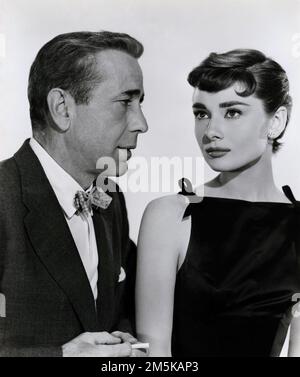 Humphrey Bogart e Audrey Hepburn a 'Sabrina' (Paramount, 1954) Foto Stock