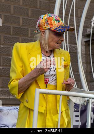 Dame Vivienne Westwood muore età 81 foto al di fuori del Bailey Old in una gabbia di sostegno Julian Assange 21st luglio 2020 Foto Stock