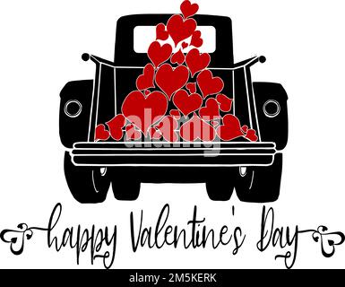 camion vintage di san valentino Illustrazione Vettoriale