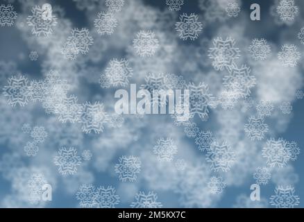 Immagine creata digitalmente di sfondo Abstract blu fiocchi di neve. Foto Stock