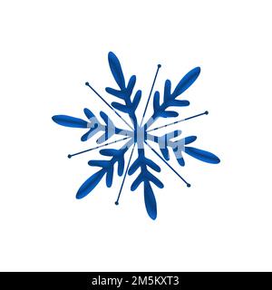 scaglie di neve blu con rendering digitale su sfondo bianco. Foto Stock