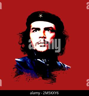 Ernesto che Guevara Guerrillero Heroico poster politico, fotografia digitale generata, e colorato Foto Stock