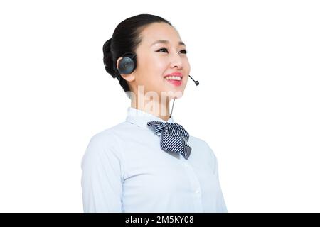 Giovane donna con una tenda per prendere l'ufficio Foto Stock