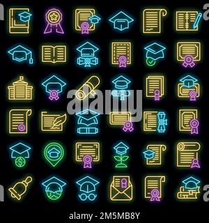 Icone gradi impostate. Contorno Set di icone vettoriali gradi colore neon nero Illustrazione Vettoriale