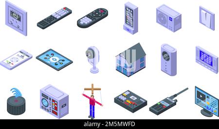 Set di icone di controllo. Insieme isometrico di icone vettoriali di controllo per il web design isolato su sfondo bianco Illustrazione Vettoriale