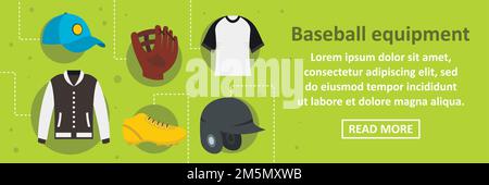 Baseball equipment banner horizontal concept. Flat illustration of baseball equipment banner horizontal vector concept for web design Illustrazione Vettoriale