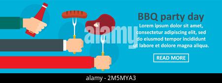 BBQ Day banner concetto orizzontale. Illustrazione piatta di bbq giorno banner vettore orizzontale concetto per web design Illustrazione Vettoriale