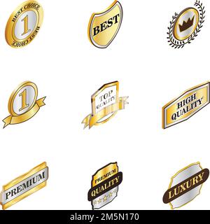 Icone banner di scelta migliore impostate. Illustrazione isometrica 3D di 9 icone vettoriali di banner di migliore scelta per il web Illustrazione Vettoriale