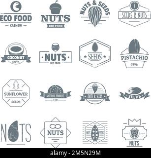 Set icone logo semi NUTS. Semplice illustrazione di 16 NUTS semi logo icone vettoriali per il web Illustrazione Vettoriale