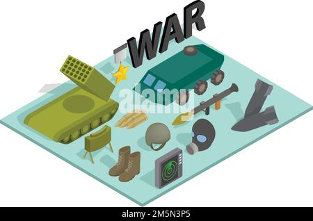 Banner concetto di modo di guerra. Banner isometrico di concetto vettoriale di modo di guerra per web, giftcard e cartolina Illustrazione Vettoriale