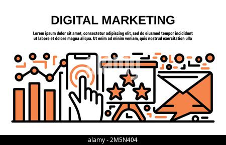 Il marketing digitale banner. Schema Illustrativo del marketing digitale vettore banner per il web design Illustrazione Vettoriale