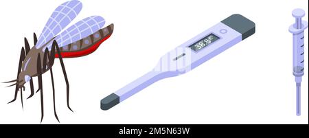 Set di icone virus Zika. Set isometrico di icone vettoriali virus zika per web design isolato su sfondo bianco Illustrazione Vettoriale